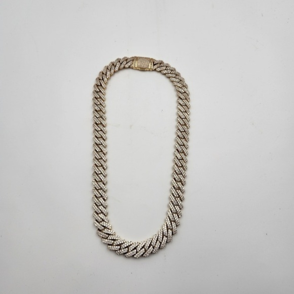 GUU Mens Gold Plated Iced Out Cuban Link Chain Necklace 20" Long Hip Hop Style